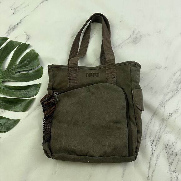 Duluth Trading Co Day Tote Purse Bag New Brown Canvas Shoulder Travel Pockets - Picture 1 of 10